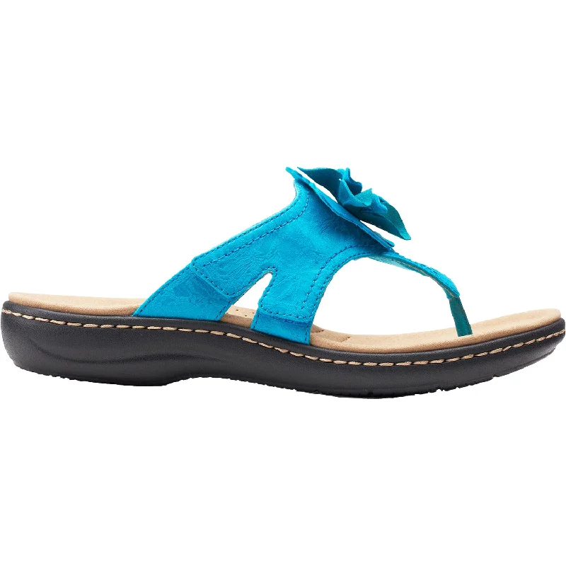 sandals for beach resortsWomen's Clarks Laurieann Gema Turquoise Leather/Synthetic