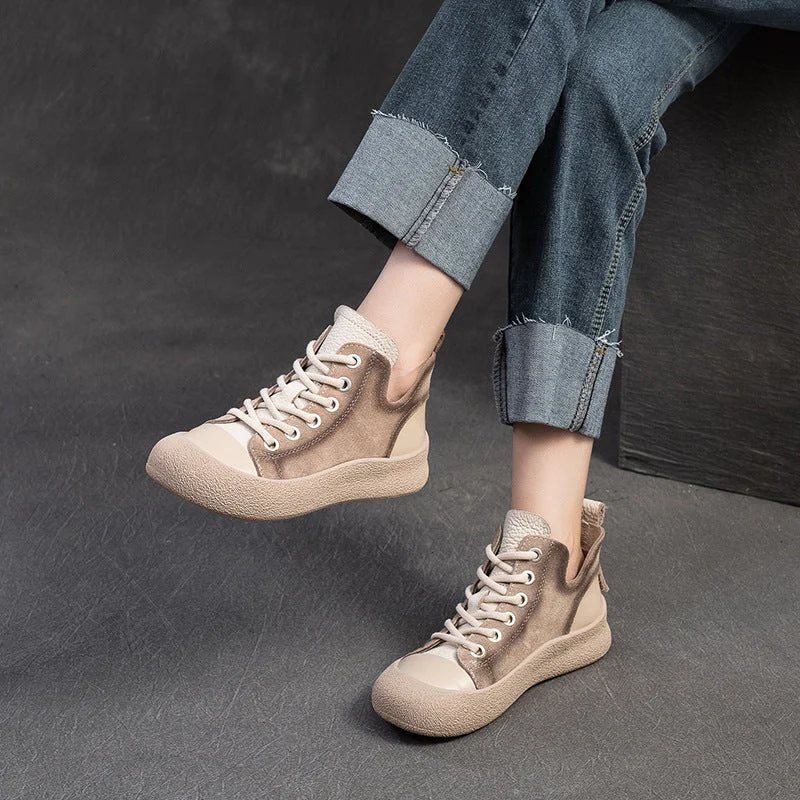 casual shoes with padded arch support for added comfortWomen Fashion Leather High Top Casual Shoes