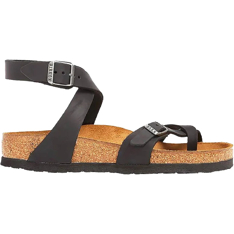 sandals for warm summer eventsWomen's Birkenstock Yara Black Oiled Leather