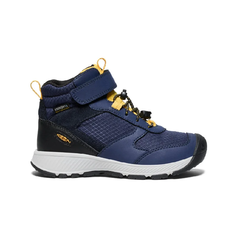 Chic boots with decorative beads for a fun, eclectic lookLittle Kids' Skua Waterproof Boot  |  Naval Academy/Yolk Yellow