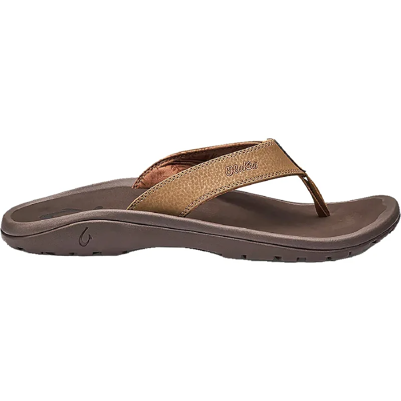 sandals with padded toe strapMen's OluKai Ohana Tan/Dark Java Synthetic