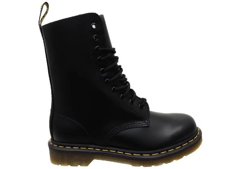 Comfortable boots with extra cushioning for comfortDr Martens 1490 Black Smooth Unisex Leather Lace Up Fashion Boots