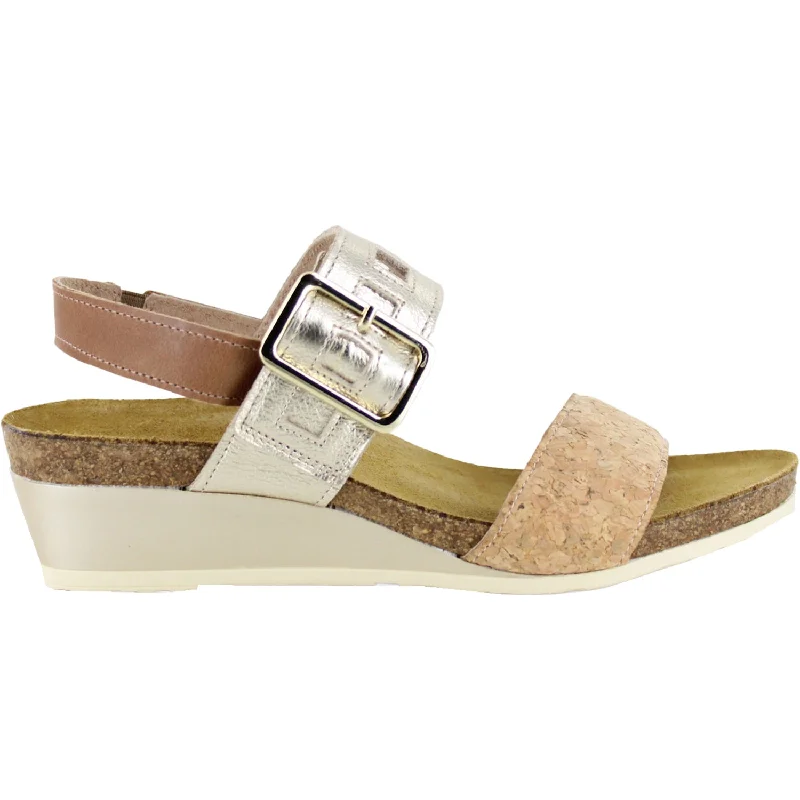 sandals with smooth leather strapsWomen's Naot Dynasty Cork/Radiant Gold/Latte Leather