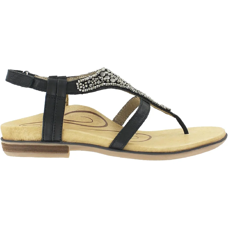 sandals for summer coastal adventuresWomen's Aetrex Sheila Black/Beige Leather