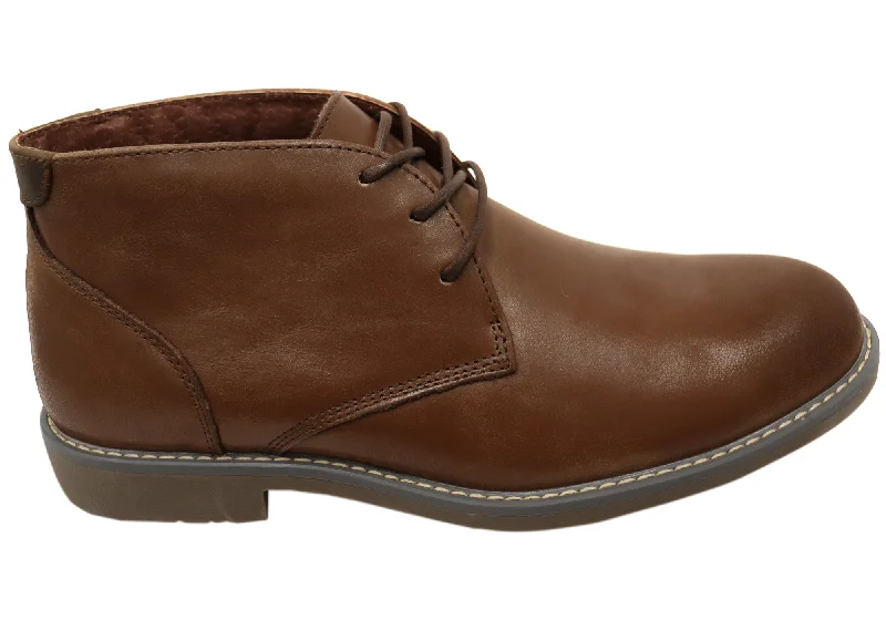 Stylish boots with bold embellishments for a unique lookHush Puppies Terminal Mens Extra Wide Width Brown Leather Boots