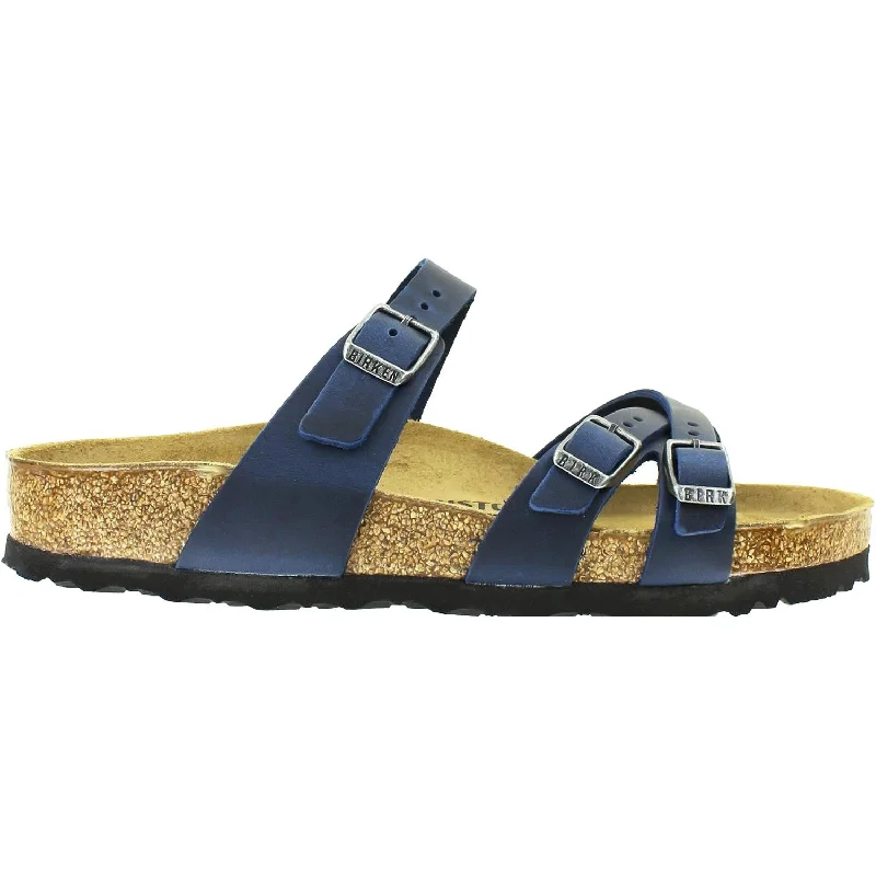 cushioned sandals for womenWomen's Birkenstock Franca Blue Oiled Leather