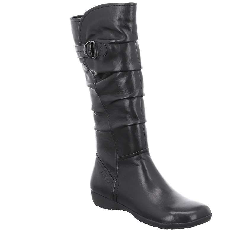 Comfortable boots with wide openings for easy wearJosef Seibel 79723 Naly 23 Ladies Black Leather Side Zip Mid-Calf Boots