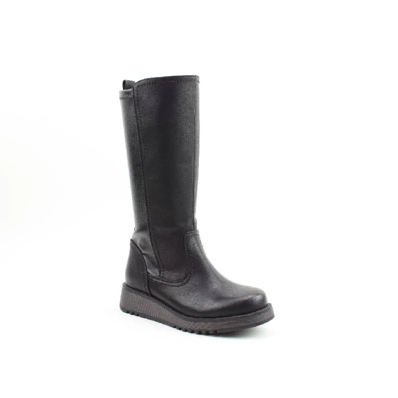 High-top boots with sporty appeal for casual looksHeavenly Feet Luna Ladies Black Vegan Side Zip Knee High Boots