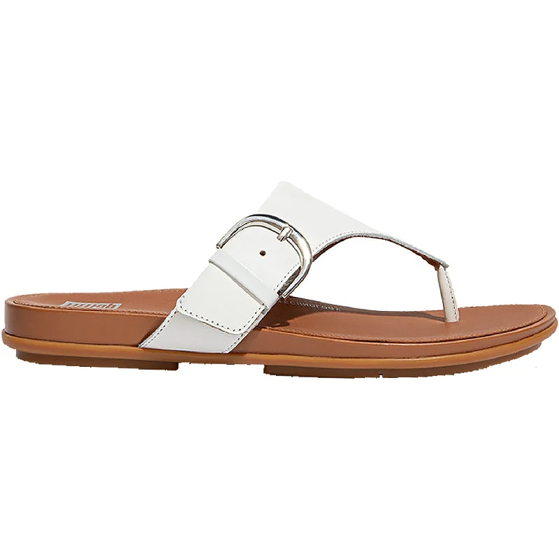 sandals with cushion support for comfortWomen's FitFlop Graccie Toe-Post Urban White Leather