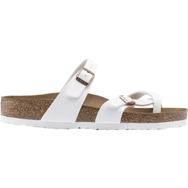 sandals for easy slip-on beach wearWomen's Birkenstock Mayari White Birko-Flor