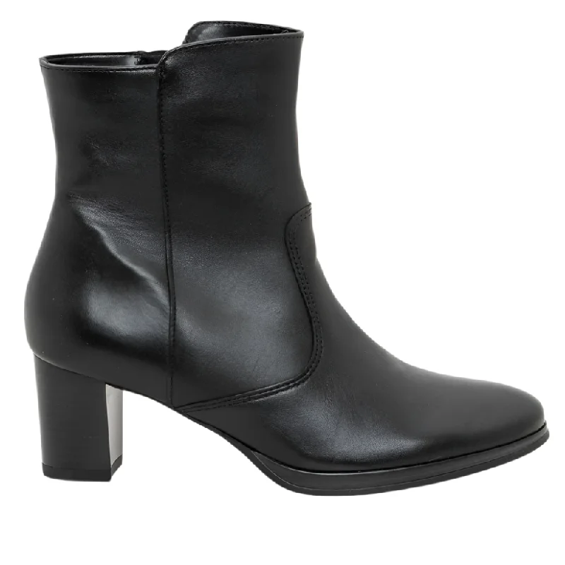 Elegant boots with sleek, glossy leather for a polished finishAra Women's Osmanthus Zip Heel Boot Black Nappa Leather