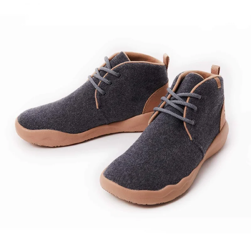 Soft fleece-lined boots for added warmthBilbao Deep Grey Wool Lace-up Boots Men