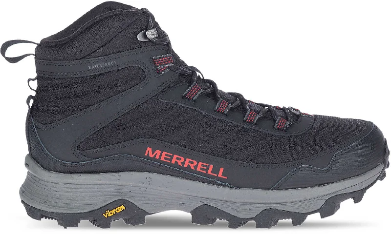 Chunky heel boots for added height and comfortMerrell Moab Speed Thermo Spike Mid Waterproof Mens Walking Boots - Black