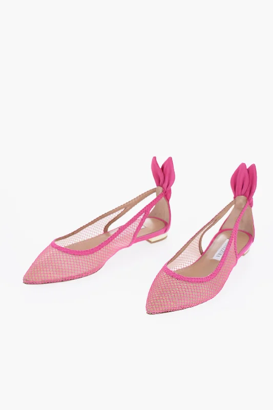 Comfortable flats with an ergonomic design for foot healthComfortable flats for a sleek and stylish lookAquazzura Mesh And Suede Ballet Flats With Point Toe