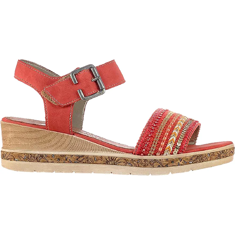 sandals for hot summer daysWomen's Remonte D3051-33 Jerilyn 51 Coralle/Blut Orange Leather