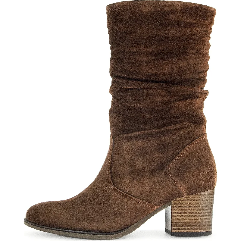 Casual boots with a sleek, minimalist design for every outfitGabor Ramona 52.894.41 Ladies Brown Wide Suede Side Zip Mid-Calf Boots