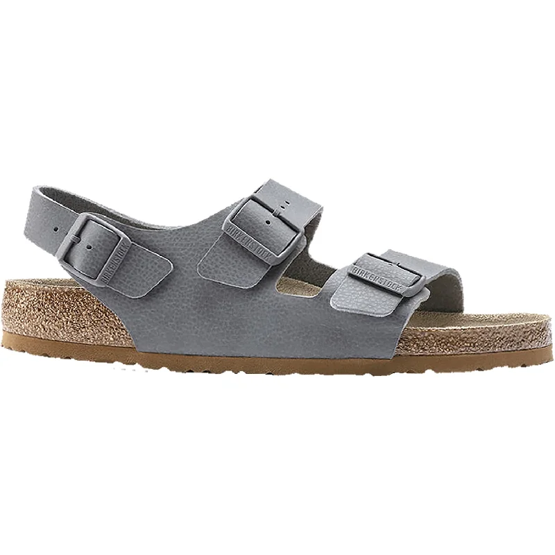 sandals with patterned designsMen's Birkenstock Milano Soft Footbed Desert Soil Grey Birko-Flor