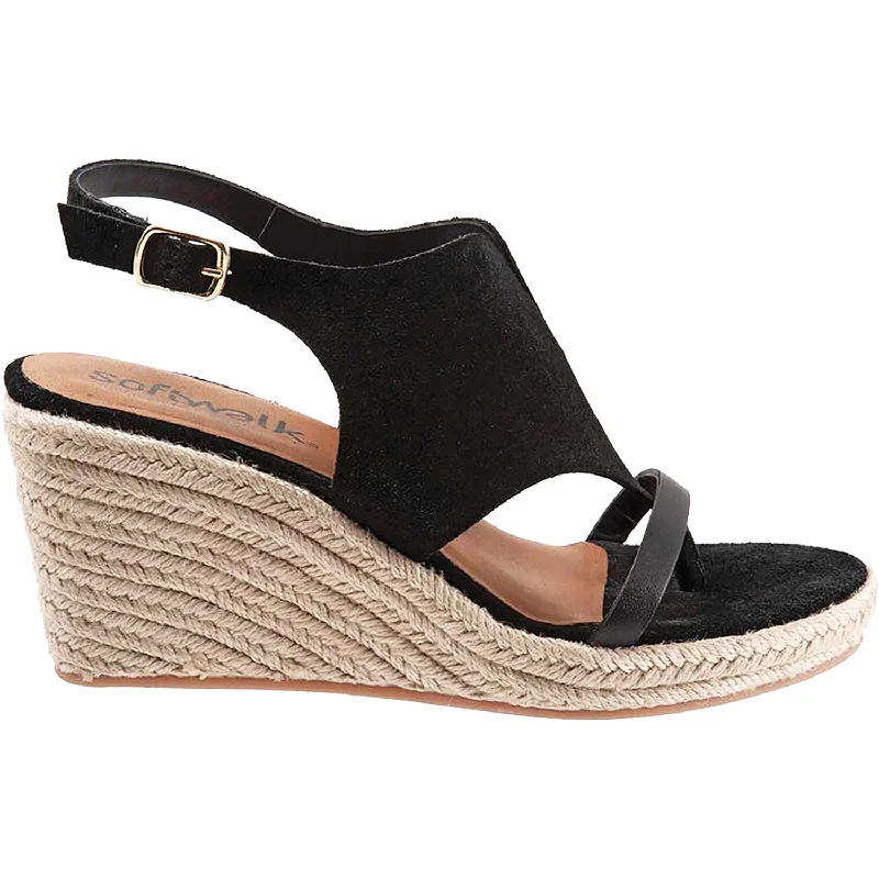 sandals for the stylish travelerWomen's SoftWalk Hudson Black Suede