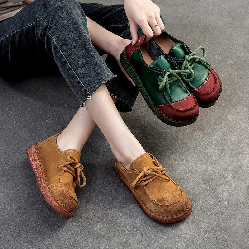 casual shoes for kids with adjustable heel strapWomen Retro Leather Flat Soft Casual Shoes