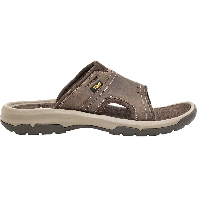 leather sandals for menMen's Teva Langdon Slide Walnut Leather