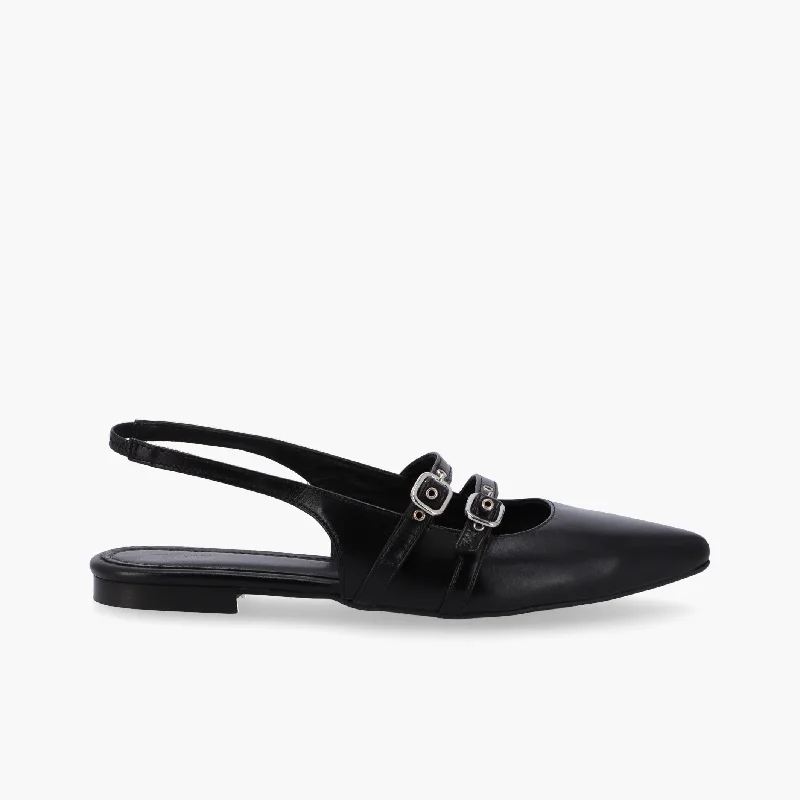 Flats with a faux suede material for a soft touchComfortable flats with padded heels for extra comfortWren Black Leather Ballet Flats