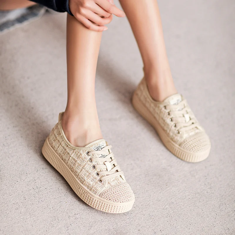 casual shoes with flexible and stretchable upperWomen Fashion Minimalist Canvas Soft Flat Casual Shoes