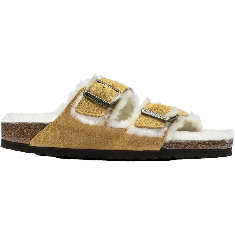 stylish sandals for beach daysWomen's Birkenstock Arizona Shearling Ochre Suede