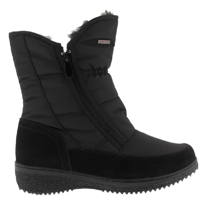 Stylish boots with sleek metal zippers for added styleSpring Step Ernestina Waterproof Boot Black