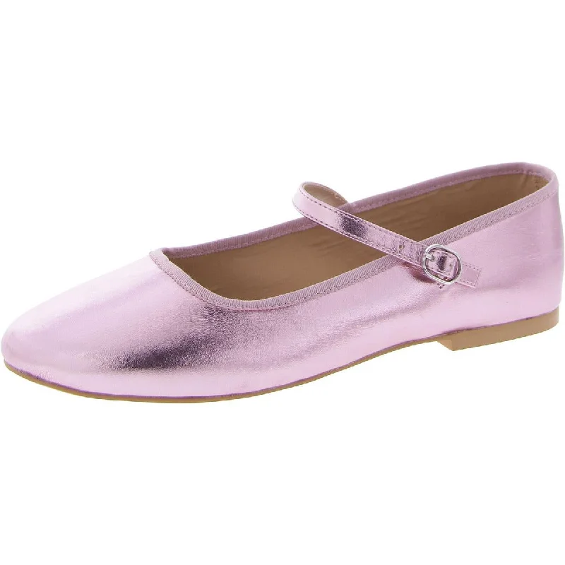 Flats with an open-back design for easy slipping onFlats with soft soles for added comfortViolette Womens Faux Leather Flat Ballet Flats