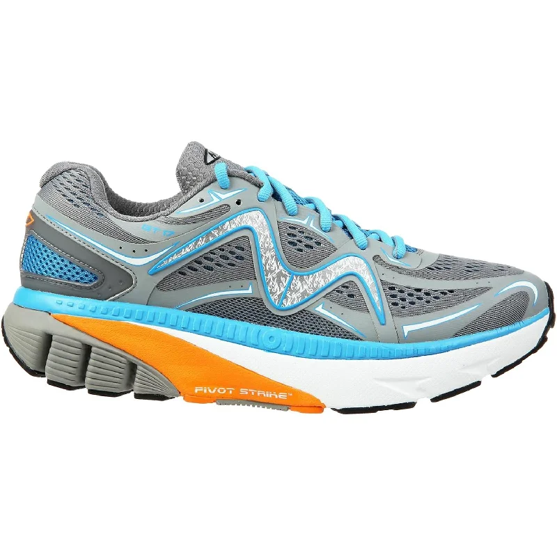 shoes for running with extra padding in the toeMen's MBT GT 17 Running Shoe Grey/Blue/Orange Mesh