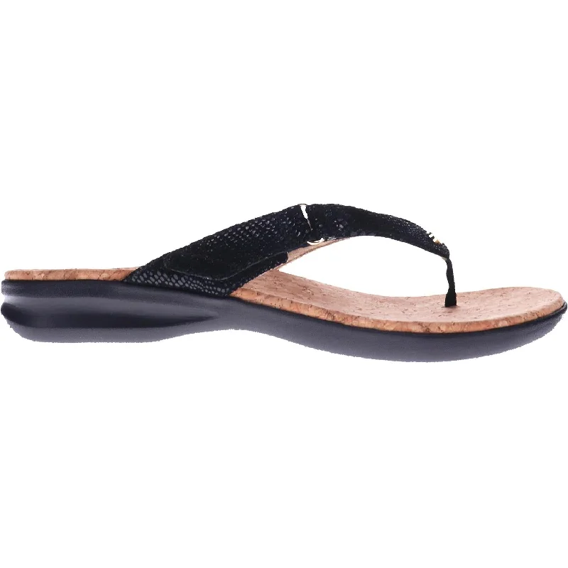 sandals for all-day wearWomen's Revere Napoli Black Lizard Leather